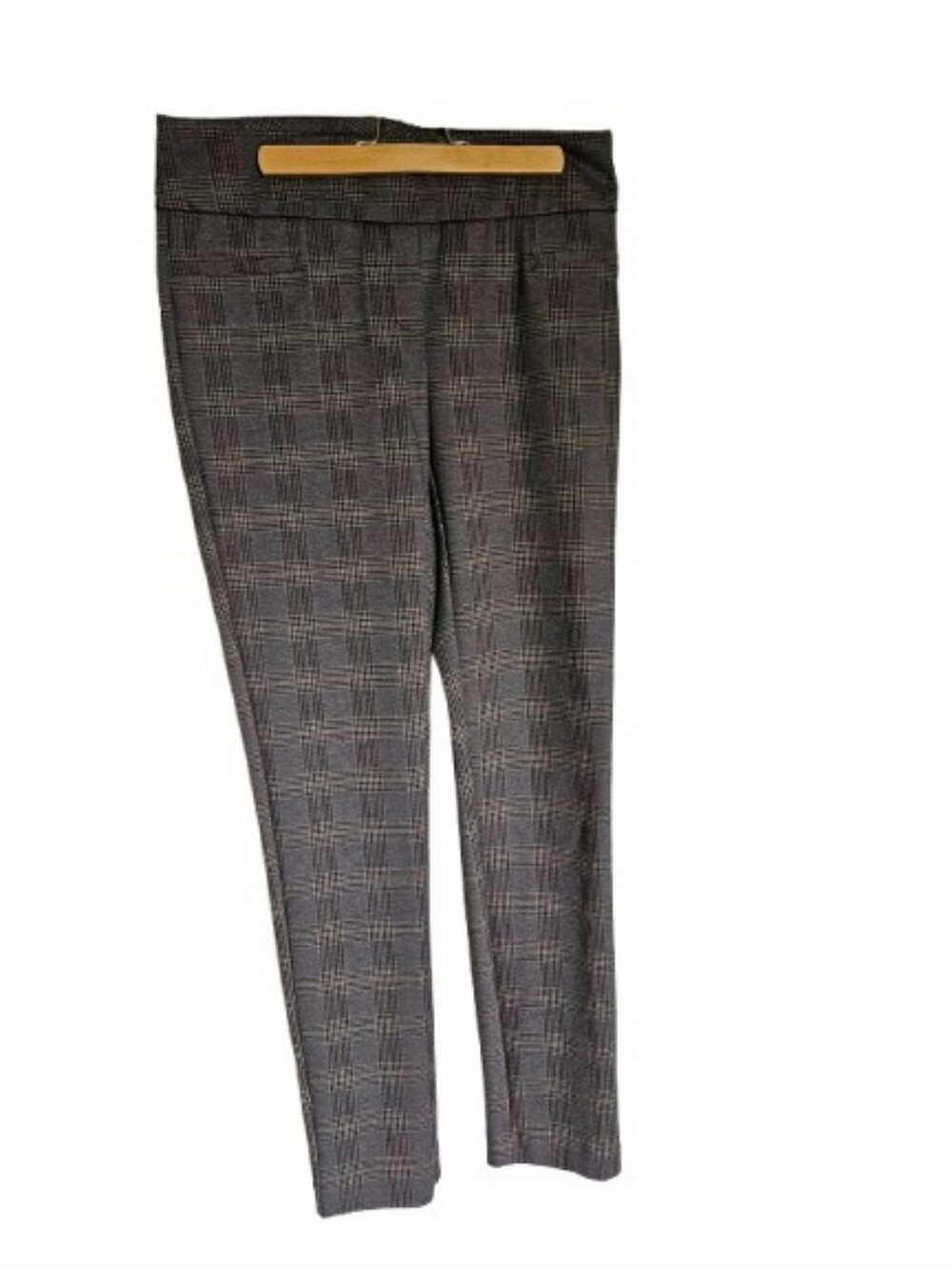 Womens Gray Plaid Dress Pants